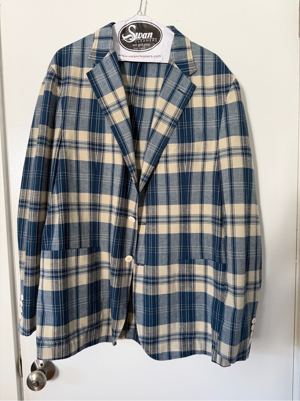 Classic Blue & Cream Plaid Men's Blazer - Polo Ralph Lauren